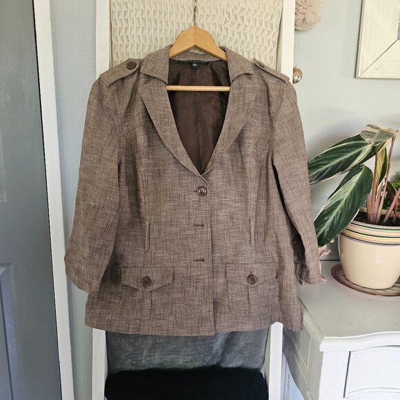 Harve Benard Jackets & Blazers - Harve Benard Cropped Blazer – Brown, Size Large (Belt Missing)